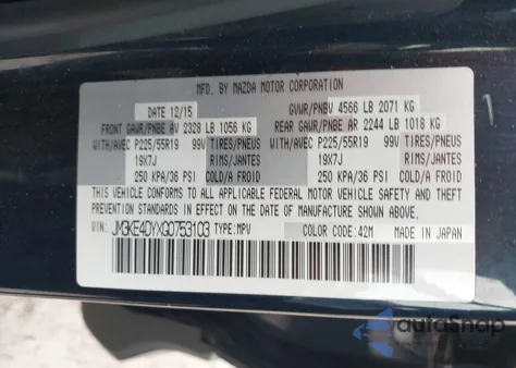 2016 Mazda Cx-5 Grand Touring from USA, damaged, VIN JM3KE4DYXG0753103